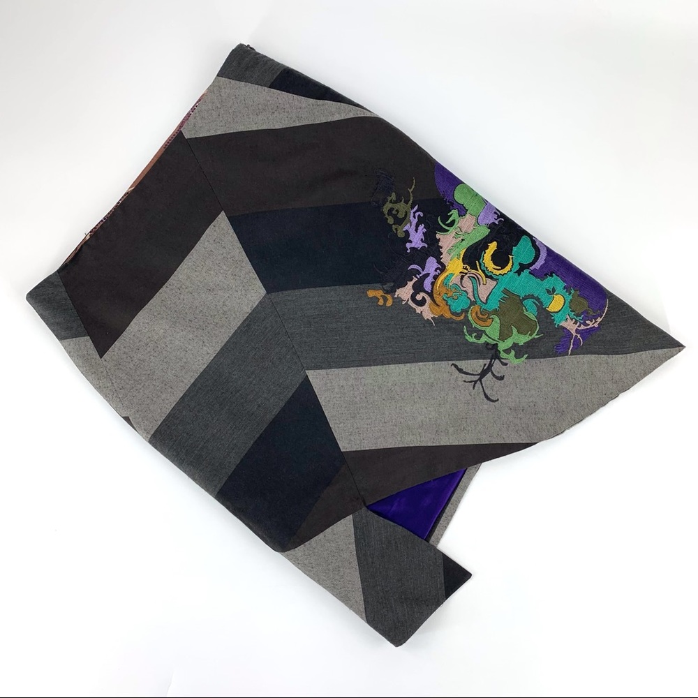 st-martins Colour Blocked Asymmetrical Hem Embroidered Pencil Skirt, Medium